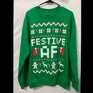 “Festive AF” Ugly Christmas holiday sweatshirt LG